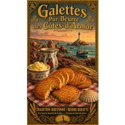 Galettes Pur Beurre des Côtes-d'Armor – affiche & plaque vintage | Manufacture Arssans