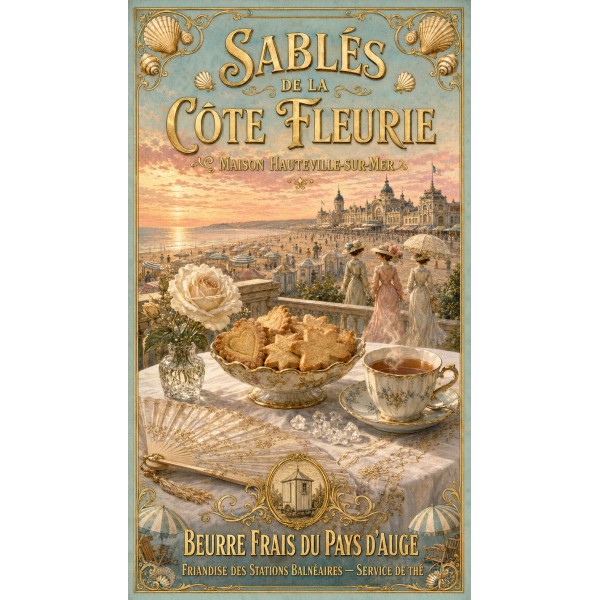 Sablés de la Côte Fleurie — Maison Hauteville-sur-Mer – affiche & plaque vintage | Manufacture Arssans