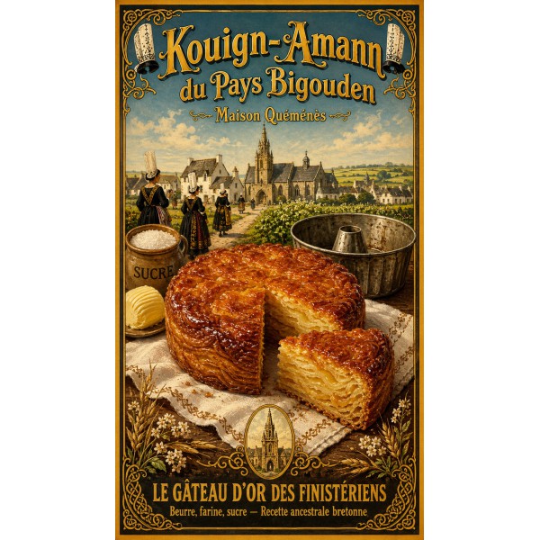 Kouign-Amann du Pays Bigouden — Maison Quéménès – affiche & plaque vintage | Manufacture Arssans