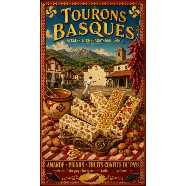 Tourons Basques — Atelier Etchegaray-Mauléon – affiche & plaque vintage | Manufacture Arssans