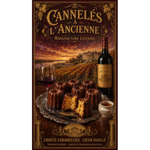 Cannelés à l'Ancienne — Manufacture Lestaing – affiche & plaque vintage | Manufacture Arssans