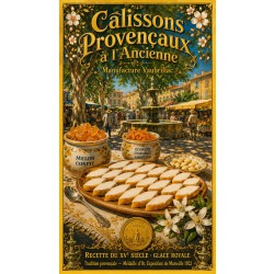 Calissons Provençaux à l'Ancienne — Manufacture Vaubrillac – affiche & plaque vintage | Manufacture Arssans