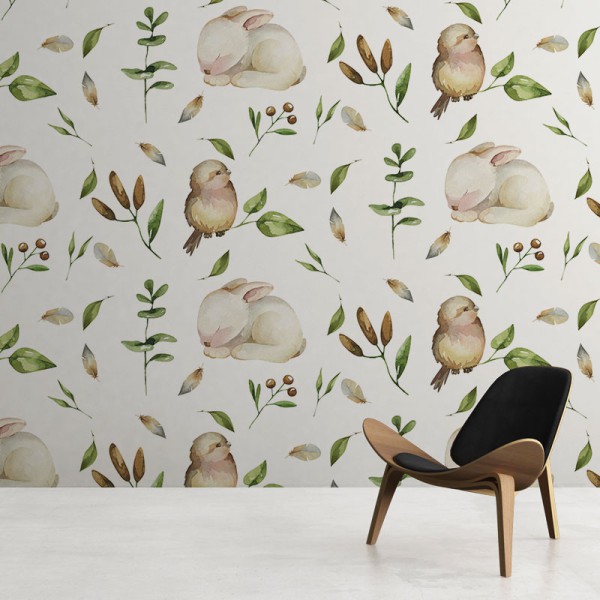 Papier Peint Aquarelle Lepus — Ambiance 3