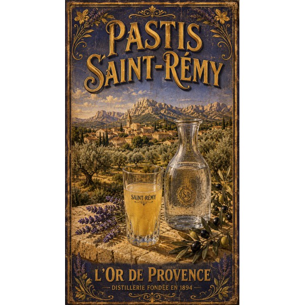 Pastis Saint-Rémy — L'Or de Provence – affiche & plaque vintage | Manufacture Arssans