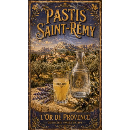 Pastis Saint-Rémy — L'Or de Provence – affiche & plaque vintage | Manufacture Arssans
