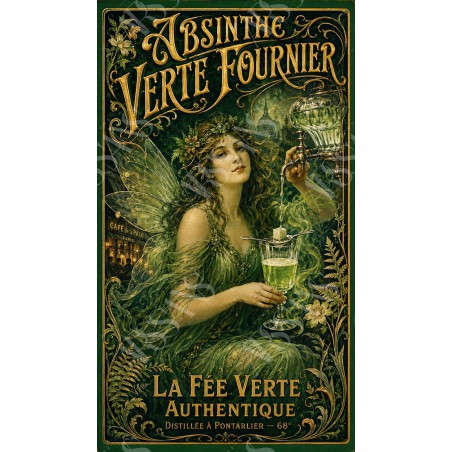 Absinthe Verte Fournier — La Fée Verte Authentique – affiche & plaque vintage | Manufacture Arssans