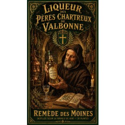 Liqueur des Pères Chartreux de Valbonne — Remède des Moines – affiche & plaque vintage | Manufacture Arssans