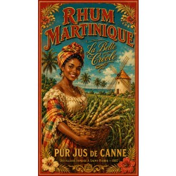 Rhum Martinique — La Belle Créole – affiche & plaque vintage | Manufacture Arssans