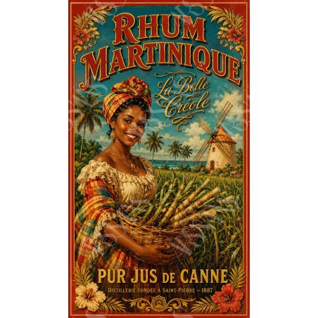Rhum Martinique — La Belle Créole – affiche & plaque vintage | Manufacture Arssans