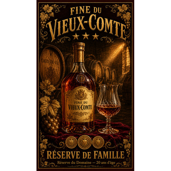 Fine du Vieux-Comte — Réserve de Famille – affiche & plaque vintage | Manufacture Arssans