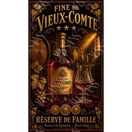 Fine du Vieux-Comte — Réserve de Famille – affiche & plaque vintage | Manufacture Arssans