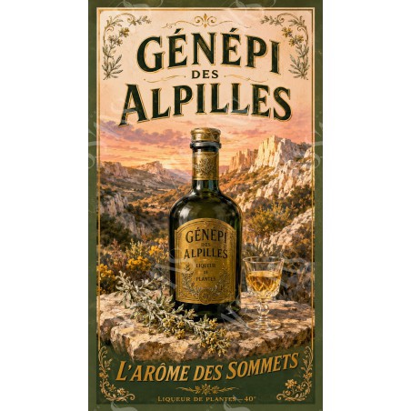Génépi des Alpilles — L'Arôme des Sommets – affiche & plaque vintage | Manufacture Arssans