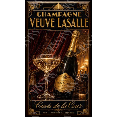 Champagne Veuve Lasalle — Cuvée de la Cour – affiche & plaque vintage | Manufacture Arssans