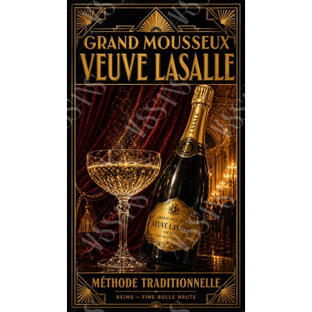 Grand Mousseux Veuve Lasalle — Méthode Traditionnelle – affiche & plaque vintage | Manufacture Arssans