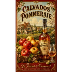 Calvados Pommeraie — Le Trésor Normand – affiche & plaque vintage | Manufacture Arssans