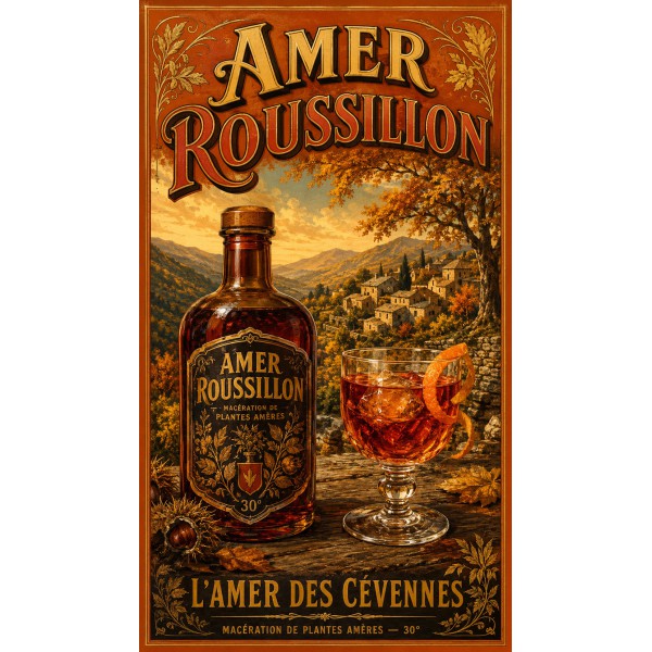 Amer Roussillon — L'Amer des Cévennes – affiche & plaque vintage | Manufacture Arssans
