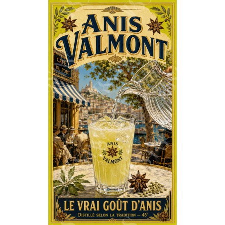 Anis Valmont - affiche apéritif anisé vintage de Marseille | Manufacture Arssans