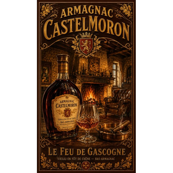 Armagnac Castelmoron — Le Feu de Gascogne – affiche & plaque vintage | Manufacture Arssans