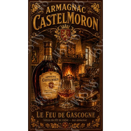 Armagnac Castelmoron — Le Feu de Gascogne – affiche & plaque vintage | Manufacture Arssans