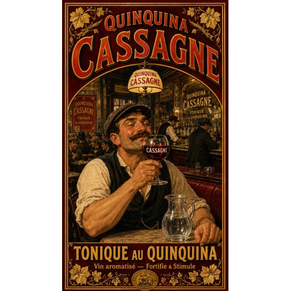 Quinquina Cassagne – affiche apéritif tonique vintage, bistrot parisien | Manufacture Arssans