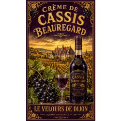 Crème de Cassis Beauregard — Le Velours de Dijon – affiche & plaque vintage | Manufacture Arssans