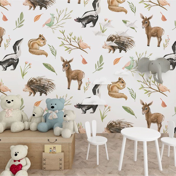 Papier Peint Aquarelle Animalis — Ambiance 1