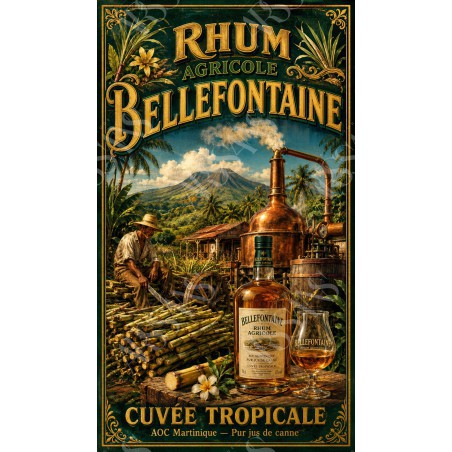 Rhum Agricole Bellefontaine — Cuvée Tropicale – affiche & plaque vintage | Manufacture Arssans