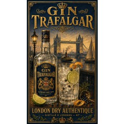 Gin Trafalgar — London Dry Authentique – affiche & plaque vintage | Manufacture Arssans