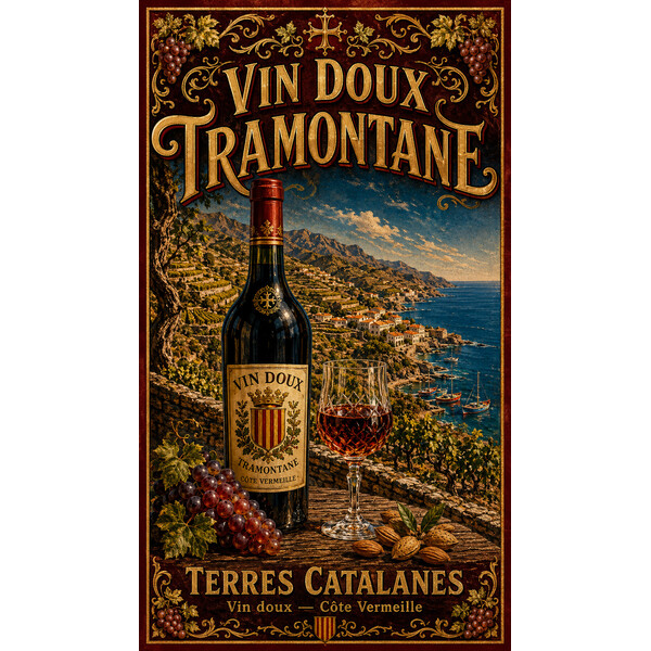 Vin Doux Tramontane — Terres Catalanes – affiche & plaque vintage | Manufacture Arssans