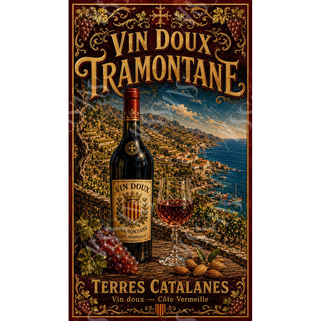 Vin Doux Tramontane — Terres Catalanes – affiche & plaque vintage | Manufacture Arssans