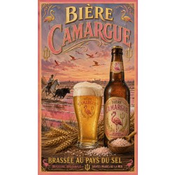 Bière Camargue — Brassée au Pays du Sel – affiche & plaque vintage | Manufacture Arssans