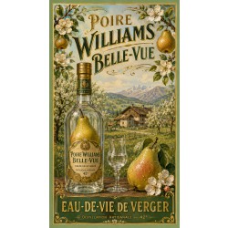 Poire Williams Belle-Vue — Eau-de-Vie de Verger – affiche & plaque vintage | Manufacture Arssans