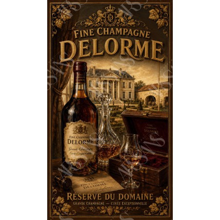 Fine Champagne Delorme — Réserve du Domaine – affiche & plaque vintage | Manufacture Arssans