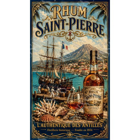 Rhum Saint-Pierre — L'Authentique des Antilles – affiche & plaque vintage | Manufacture Arssans