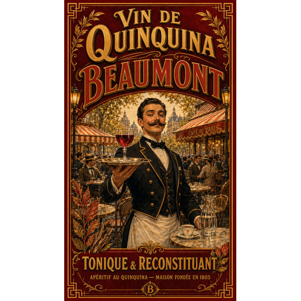 Vin de Quinquina Beaumont — Tonique & Reconstituant – affiche & plaque vintage | Manufacture Arssans
