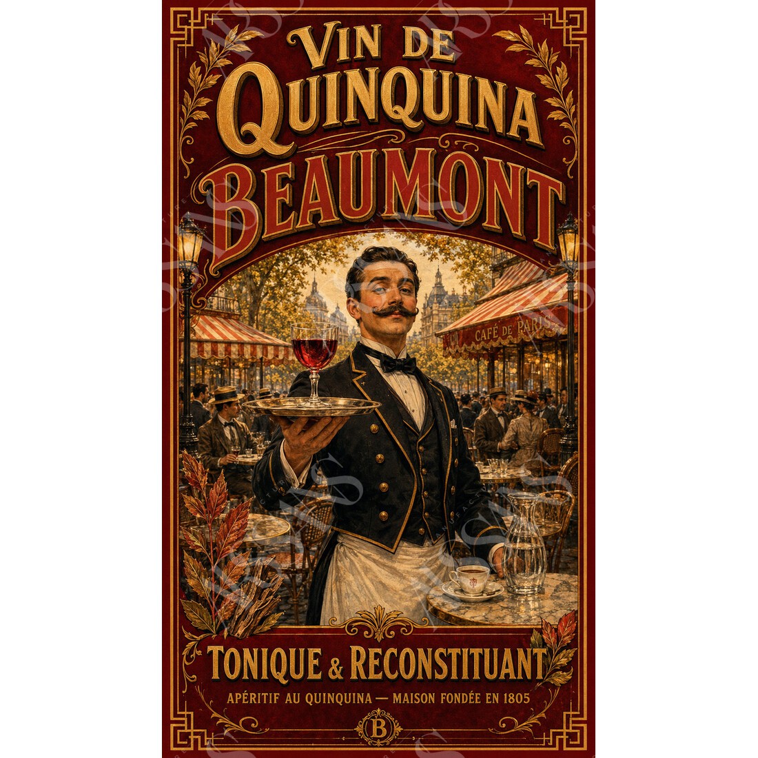 Vin de Quinquina Beaumont — Tonique & Reconstituant – affiche & plaque vintage | Manufacture Arssans