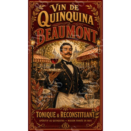 Vin de Quinquina Beaumont — Tonique & Reconstituant – affiche & plaque vintage | Manufacture Arssans