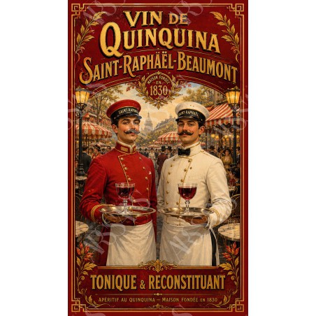 Vin de Quinquina Saint-Raphaël-Beaumont — Tonique & Reconstituant – affiche & plaque vintage | Manufacture Arssans