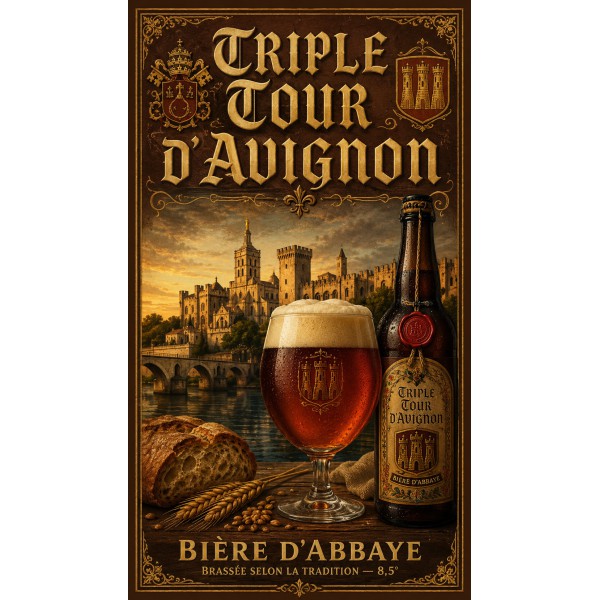 Triple Tour d'Avignon — Bière d'Abbaye – affiche & plaque vintage | Manufacture Arssans
