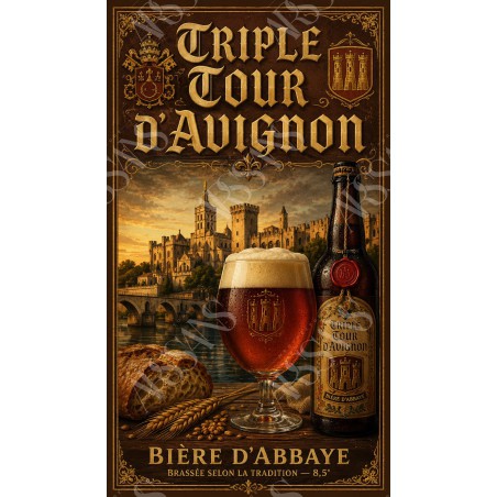 Triple Tour d'Avignon — Bière d'Abbaye – affiche & plaque vintage | Manufacture Arssans