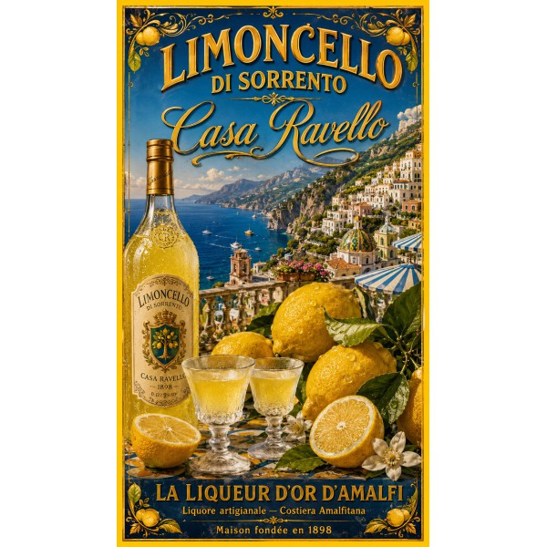 Limoncello di Sorrento — Casa Ravello – affiche & plaque vintage | Manufacture Arssans