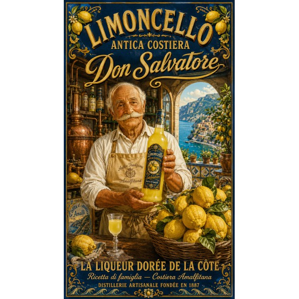 Limoncello Antica Costiera — Don Salvatore – affiche & plaque vintage | Manufacture Arssans
