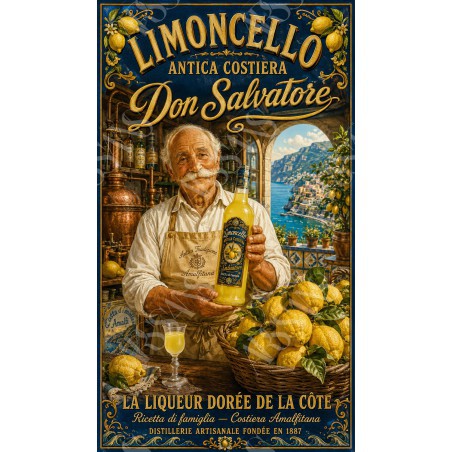 Limoncello Antica Costiera — Don Salvatore – affiche & plaque vintage | Manufacture Arssans