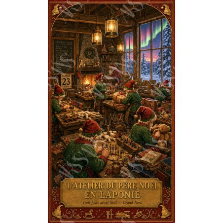 L'Atelier du Père Noël en Laponie - affiche & plaque vintage | Manufacture Arssans