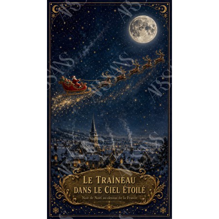 Le Traîneau dans le Ciel Étoilé - affiche & plaque vintage | Manufacture Arssans
