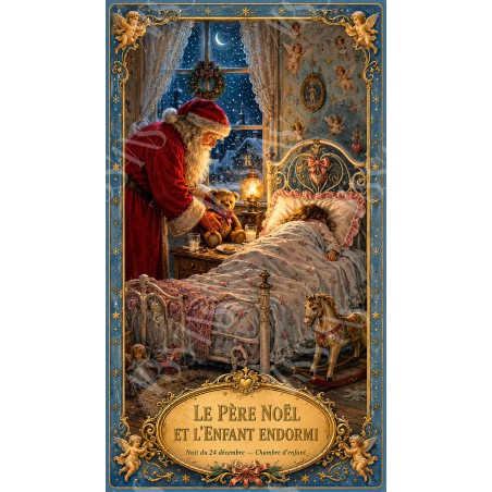 Le Père Noël et l'Enfant Endormi - affiche & plaque vintage | Manufacture Arssans