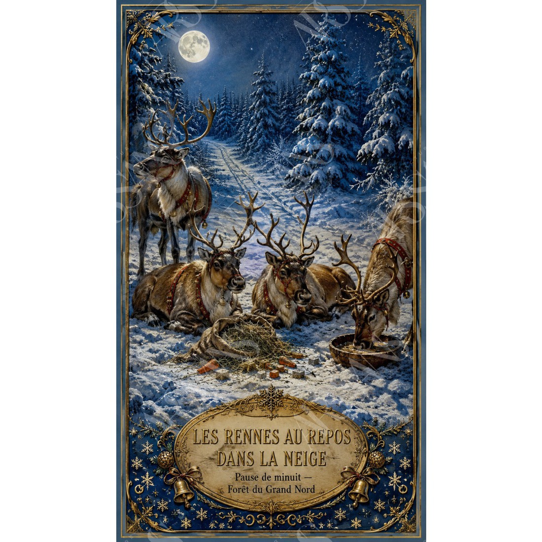 Les Rennes au Repos dans la Neige