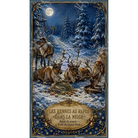 Les Rennes au Repos dans la Neige - affiche & plaque vintage | Manufacture Arssans