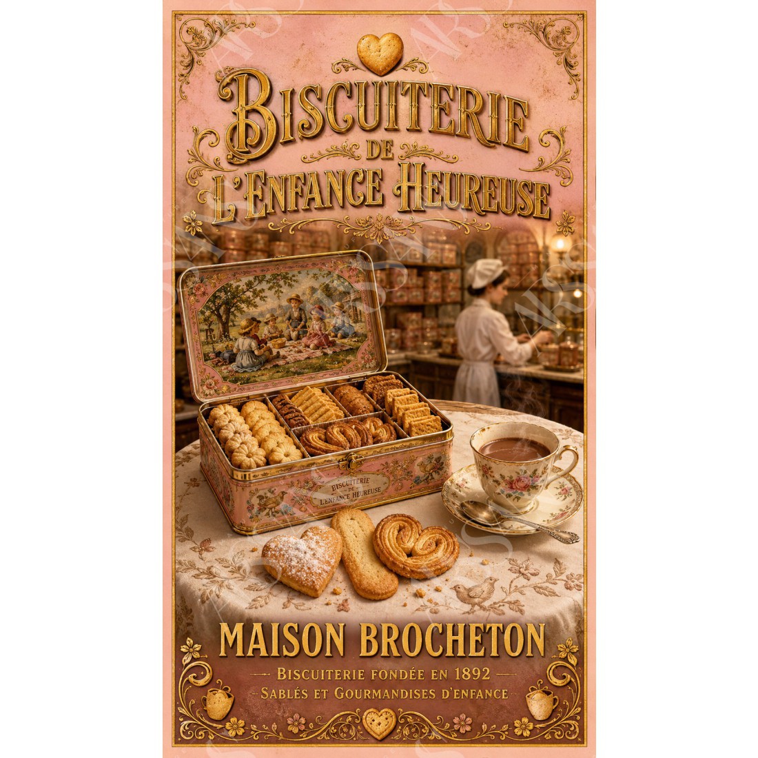 Biscuiterie de l'Enfance Heureuse – affiche & plaque vintage | Manufacture Arssans
