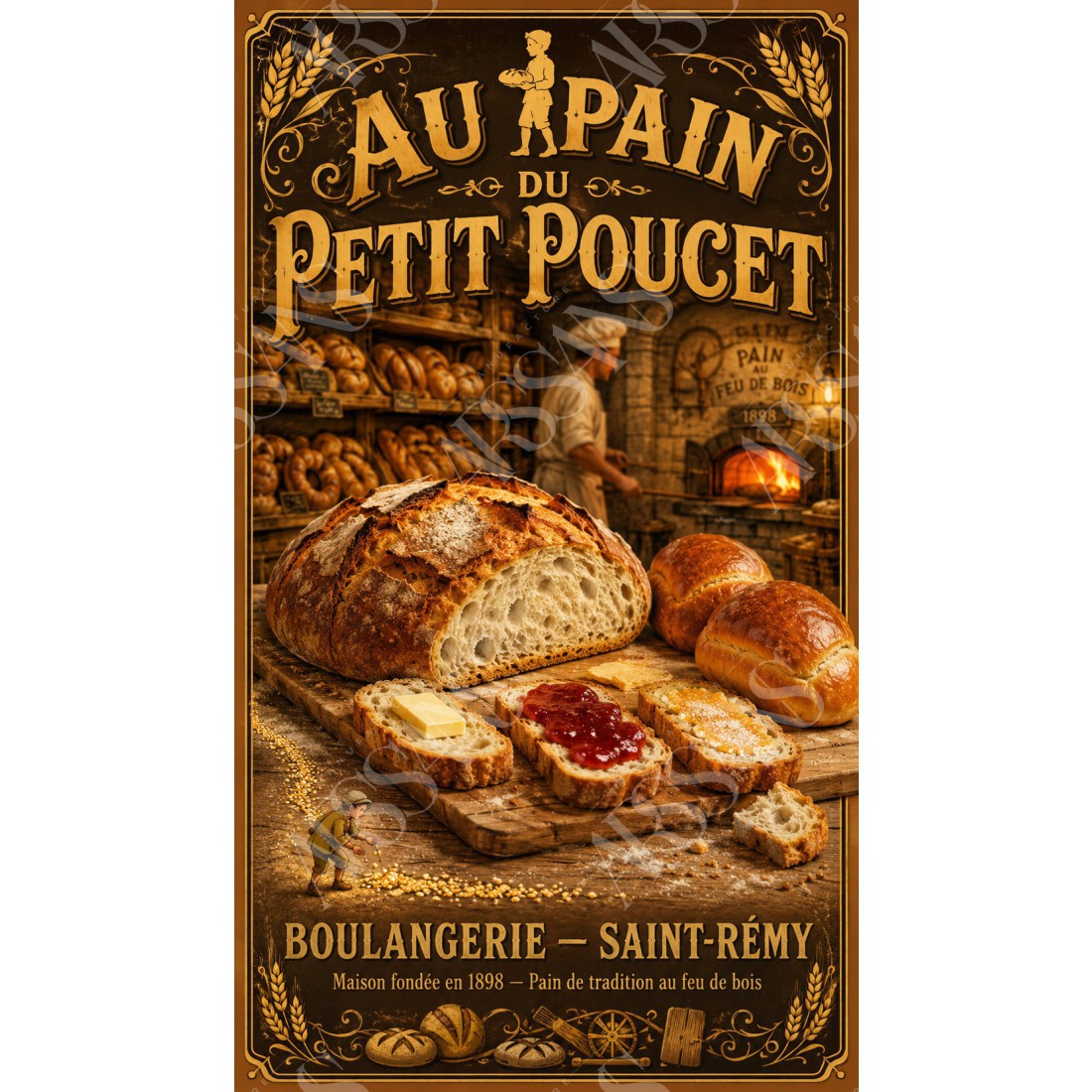 Au Pain du Petit Poucet – affiche & plaque vintage | Manufacture Arssans